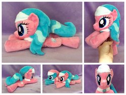Size: 1600x1200 | Tagged: safe, artist:equinepalette, aloe, lotus blossom, earth pony, pony, g4, beanie (plushie), hand, irl, photo, plushie, prone, solo focus, spa twins