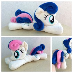Size: 1024x1024 | Tagged: safe, artist:equinepalette, bon bon, sweetie drops, earth pony, pony, g4, beanie (plushie), female, hand, irl, mare, photo, plushie, prone, solo