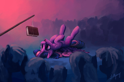 Size: 1500x1000 | Tagged: safe, artist:lollipony, twilight sparkle, alicorn, pony, g4, adorkable, atg 2018, bait, behaving like a dog, book, crowd, cute, dork, eyes on the prize, female, fishing rod, mare, newbie artist training grounds, on back, that pony sure does love books, twiabetes, twilight dog, twilight sparkle (alicorn)