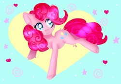 Size: 6500x4500 | Tagged: safe, artist:sweethearts11, pinkie pie, earth pony, pony, g4, :3, abstract background, absurd resolution, confetti, female, heart, mare, solo