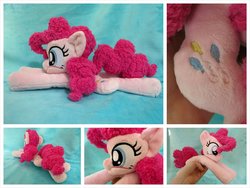 Size: 1600x1200 | Tagged: safe, artist:equinepalette, pinkie pie, earth pony, pony, g4, beanie (plushie), female, irl, mare, photo, plushie, prone, solo