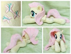 Size: 1600x1200 | Tagged: safe, artist:equinepalette, fluttershy, pegasus, pony, g4, beanie (plushie), female, irl, mare, photo, plushie, prone, solo