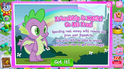 Size: 1280x720 | Tagged: safe, gameloft, atticus, mean rarity, spike, twilight sparkle, alicorn, crystal pony, dragon, pony, g4, the mean 6, advertisement, clone, crystal empire, evil rarity, greedloft, title drop, twilight sparkle (alicorn), winged spike, wings