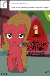 Size: 600x907 | Tagged: safe, artist:diegotan, oc, oc only, oc:pun, earth pony, pony, ask pun, ask, female, golden oaks library, mare, pun, solo