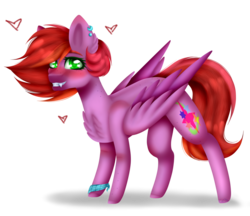 Size: 1024x886 | Tagged: safe, artist:cocoadrawz, oc, oc only, pony, blushing, fangs, heart, simple background, smiling, solo, transparent background
