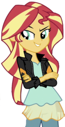 Size: 329x644 | Tagged: safe, artist:php77, editor:php77, sunset shimmer, equestria girls, g4, female, simple background, smiling, smirk, solo, transparent background