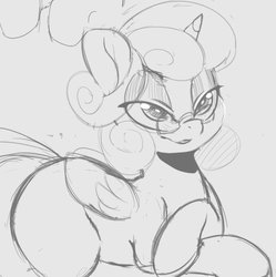 Size: 726x729 | Tagged: safe, artist:tre, princess flurry heart, pony, g4, female, glasses, grayscale, mare, monochrome, older, solo, traditional art