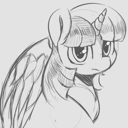 Size: 626x626 | Tagged: safe, artist:tre, twilight sparkle, alicorn, pony, g4, female, grayscale, looking at you, mare, monochrome, solo, traditional art, twilight sparkle (alicorn)