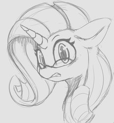 Size: 813x881 | Tagged: safe, artist:tre, rarity, pony, g4, female, glasses, grayscale, looking at you, mare, monochrome, solo, traditional art