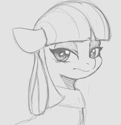 Size: 743x767 | Tagged: safe, artist:tre, maud pie, earth pony, pony, g4, black and white, bust, female, grayscale, mare, monochrome, portrait, sketch, solo, traditional art