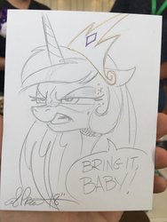 Size: 1536x2048 | Tagged: safe, artist:andypriceart, princess celestia, alicorn, angry, crown, female, jewelry, mare, narrowed eyes, regalia, traditional art