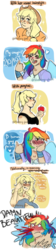 Size: 800x3600 | Tagged: safe, artist:blueberry-ghost, applejack, rainbow dash, human, g4, alternate hairstyle, apple, blood, blushing, female, food, humanized, lesbian, nosebleed, ship:appledash, shipping, winged humanization, wings