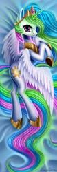 Size: 1667x5000 | Tagged: safe, artist:adagiostring, princess celestia, alicorn, pony, g4, body pillow, crown, female, looking at you, mare, peytral, regalia, solo