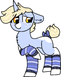 Size: 411x517 | Tagged: safe, artist:nootaz, oc, oc only, oc:nootaz, pony, bow, leg warmers, nootaz is trying to murder us, simple background, solo, tail bow, transparent background