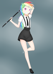 Size: 1600x2222 | Tagged: safe, artist:zoxriver503, rainbow dash, human, g4, female, houseki no kuni, humanized, land of the lustrous, solo
