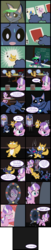 Size: 2000x9846 | Tagged: safe, artist:magerblutooth, diamond tiara, oc, oc:dazzle, oc:il, oc:peal, cat, earth pony, imp, pony, comic:diamond and dazzle, g4, bits, broken mirror, butt, comic, female, filly, foal, gambling, jukebox, mirror, mug, playing card, plot, sweat