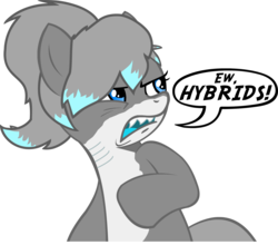 Size: 2697x2374 | Tagged: safe, artist:needthistool, oc, oc only, oc:lacera viscera, original species, shark pony, ew gay, female, gills, high res, hypocritical humor, irony, mare, meme, simple background, solo, transparent background, vector
