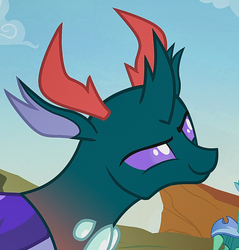 Size: 644x674 | Tagged: safe, screencap, pharynx, changedling, changeling, g4, to change a changeling, cropped, prince pharynx, smiling, smirk