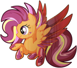 Size: 1458x1286 | Tagged: safe, artist:tuppkam1, scootaloo, pegasus, pony, g4, female, filly, rainbow power, rainbow power-ified, simple background, solo, transparent background, watermark