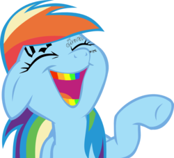 Size: 971x880 | Tagged: safe, artist:orbitalvelocity, edit, rainbow dash, pegasus, pony, g4, 6ix9ine, body writing, eyes closed, female, floppy ears, laughing, mare, open mouth, pointing, rainbow, raised hoof, simple background, smiling, solo, tattoo, teeth, tooth gap, transparent background, underhoof, vector, wat