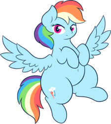 Size: 1121x1246 | Tagged: safe, artist:php66, rainbow dash, pegasus, pony, g4, belly button, chubby, fat, female, mare, rainblob dash, simple background, solo, spread wings, transparent background, wings