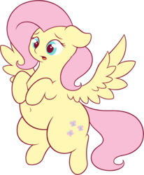 Size: 1003x1215 | Tagged: safe, artist:php66, fluttershy, pegasus, pony, g4, belly button, chubby, fat, fattershy, female, mare, open mouth, simple background, solo, spread wings, transparent background, wings