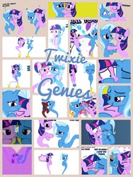 Size: 1200x1600 | Tagged: safe, artist:lozpony, trixie, twilight sparkle, asktwixiegenies, g4, collage, crying, female, lesbian, ship:twixie, shipping