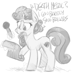 Size: 1280x1329 | Tagged: safe, artist:flutterthrash, sweetie belle, pony, g4, atg 2018, female, microphone, newbie artist training grounds, sketch, solo