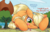 Size: 2500x1590 | Tagged: safe, artist:ncmares, applejack, rainbow dash, earth pony, pegasus, pony, g4, atg 2018, big-apple-pony, cowboy hat, dialogue, giant pony, hat, macro, mega applejack, newbie artist training grounds, one eye closed, size difference, stetson, tongue out, tree