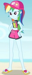 Size: 245x570 | Tagged: safe, screencap, rainbow dash, aww... baby turtles, equestria girls, equestria girls series, g4, clothes, feet, female, flip-flops, geode of super speed, legs, magical geodes, rainbow dash's beach shorts swimsuit, sandals, shorts, swimming trunks, swimsuit