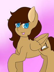 Size: 1500x2000 | Tagged: safe, artist:feelingpandy, oc, oc only, oc:dizzy, pegasus, pony, :p, abstract background, cute, female, gift art, mare, raised leg, silly, solo, tongue out, wingding eyes