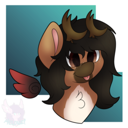 Size: 894x894 | Tagged: safe, artist:melonzy, oc, oc only, oc:aria peryton, pony, :p, bust, colored wings, cute, gradient background, gradient wings, portrait, silly, simple background, solo, tongue out, transparent background