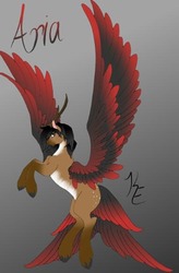 Size: 381x582 | Tagged: safe, artist:krystal, oc, oc only, oc:aria peryton, deer, original species, peryton, colored wings, gradient background, gradient tail, gradient wings, needs more jpeg, simple background, solo
