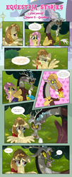 Size: 1919x4723 | Tagged: safe, artist:estories, discord, fluttershy, oc, oc:alice goldenfeather, draconequus, pegasus, pony, comic:find yourself, g4, comic, crying, female, mare