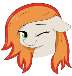 Size: 940x997 | Tagged: safe, artist:kirr12, oc, oc only, earth pony, pony, bust, female, green eyes, mare, one eye closed, simple background, smiling, solo, transparent background, wink