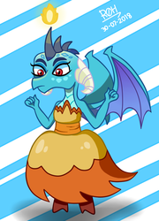Size: 612x852 | Tagged: safe, artist:rodrigoh09, princess ember, dragon, g4, clothes, crossover, dragon lord ember, dress, hekapoo, star vs the forces of evil