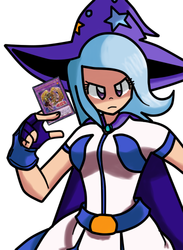 Size: 366x500 | Tagged: safe, artist:kurus22, artist:telseed, edit, trixie, human, g4, card, card game, female, humanized, simple background, solo, white background, yu-gi-oh!