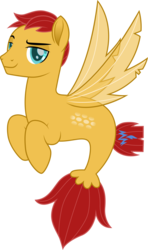 Size: 3000x5070 | Tagged: safe, artist:cloudy glow, flash magnus, seapony (g4), g4, fin wings, fins, male, movie accurate, seaponified, simple background, smiling, solo, species swap, tail, transparent background