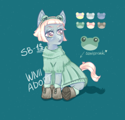 Size: 1400x1350 | Tagged: safe, artist:winter_nacht, oc, frog, adoptable, clothes, commission, dress, green underwear, hoof boots, lace, underwear