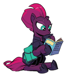 Size: 712x829 | Tagged: safe, artist:andypriceart, idw, official comic, tempest shadow, pony, unicorn, g4, armor, book, broken horn, eye scar, female, hoof shoes, horn, mare, saddle bag, scar, simple background, solo, transparent background