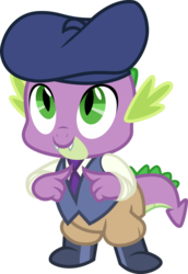 Size: 3000x4366 | Tagged: safe, artist:sollace, spike, dragon, g4, horse play, .svg available, baby, baby dragon, beret, boots, clothes, cute, director, director spike, fangs, green eyes, hat, jhodpurs, male, necktie, outfit, pants, shoes, show accurate, simple background, solo, spikabetes, transparent background, vector, vest