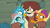 Size: 1280x720 | Tagged: safe, screencap, gallus, ocellus, smolder, yona, changedling, changeling, dragon, griffon, yak, g4, my little pony: friendship is magic, school daze, season 8, castle of the royal pony sisters, cloven hooves, cute, diaocelles, dragoness, female, gallabetes, group hug, hug, pushing, smiling, smolderbetes, sweet dreams fuel, yonadorable