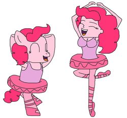 Size: 1168x1090 | Tagged: safe, artist:logan jones, pinkie pie, earth pony, human, pony, equestria girls, g4, pinkie pride, ballerina, ballet, ballet slippers, clothes, cute, dancing, duality, female, happy, human ponidox, laughing, pinkarina, self ponidox, tutu, tutus