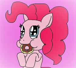 Size: 584x528 | Tagged: safe, artist:logan jones, pinkie pie, earth pony, pony, g4, big eyes, cute, donut, eating, female, food, nom, sparkly eyes, wingding eyes