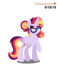Size: 3281x4096 | Tagged: safe, artist:cinnamon-swirls, oc, oc only, oc:daybreak shine, alicorn, pony, alicorn oc, colored wings, colored wingtips, glasses, magical lesbian spawn, offspring, parent:sunset shimmer, parent:twilight sparkle, parents:sunsetsparkle, simple background, solo, transparent background