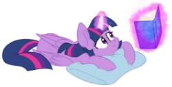 Size: 1280x649 | Tagged: safe, artist:chub-wub, twilight sparkle, alicorn, pony, g4, adorkable, book, cute, dork, female, mare, pillow, simple background, solo, transparent background, twilight sparkle (alicorn)