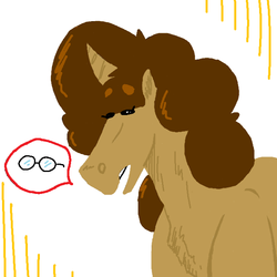 Size: 640x640 | Tagged: safe, artist:sceggok, oc, oc only, oc:gadget flare, pony, unicorn, abstract background, beady eyes, beanbrows, bust, eyebrows, female, hoers, missing accessory, pictogram, solo, speech bubble
