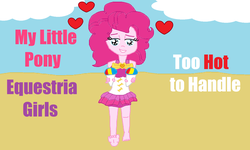 Size: 1306x784 | Tagged: safe, artist:logan jones, pinkie pie, equestria girls, g4, my little pony equestria girls: better together, too hot to handle, barefoot, beach, clothes, cute, feet, female, heart, sand, shaved ice, snow cone, soles, solo, swimsuit, toes, walking, walking towards you