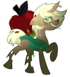 Size: 1476x1632 | Tagged: safe, artist:leanne264, oc, oc only, oc:rotting core, changepony, pony, magical lesbian spawn, offspring, parent:mean applejack, parent:queen chrysalis, parents:chrysajack, simple background, solo, transparent background