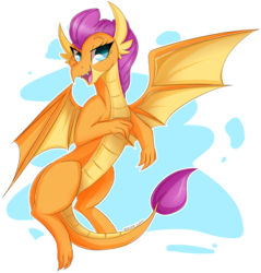 Size: 1625x1703 | Tagged: safe, artist:woonborg, smolder, dragon, g4, abstract background, claws, dragon wings, dragoness, fangs, female, open mouth, simple background, solo, spread wings, transparent background, wings